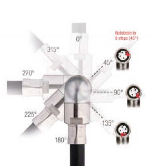 M12 90° Cable Connectors Crimp Flange